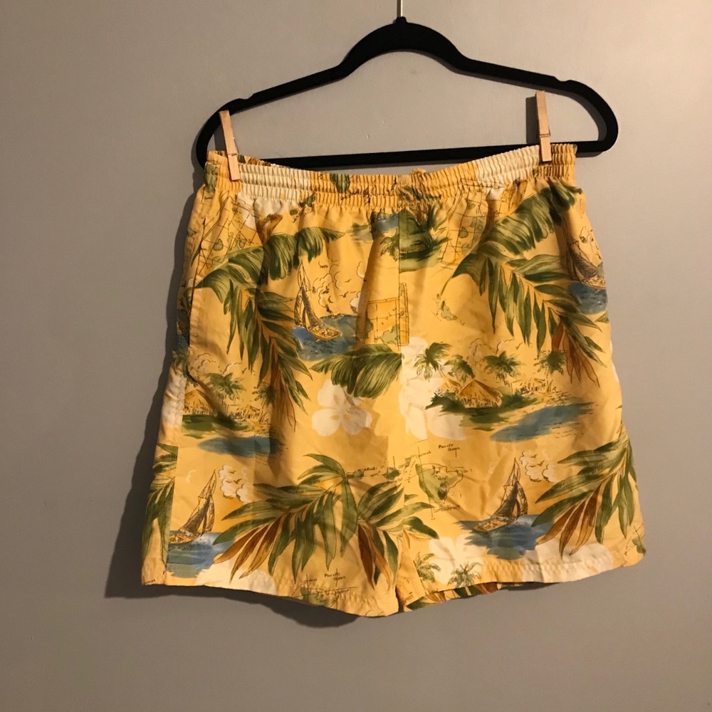 Caribbean blues map Hawaiian swim trunks medium